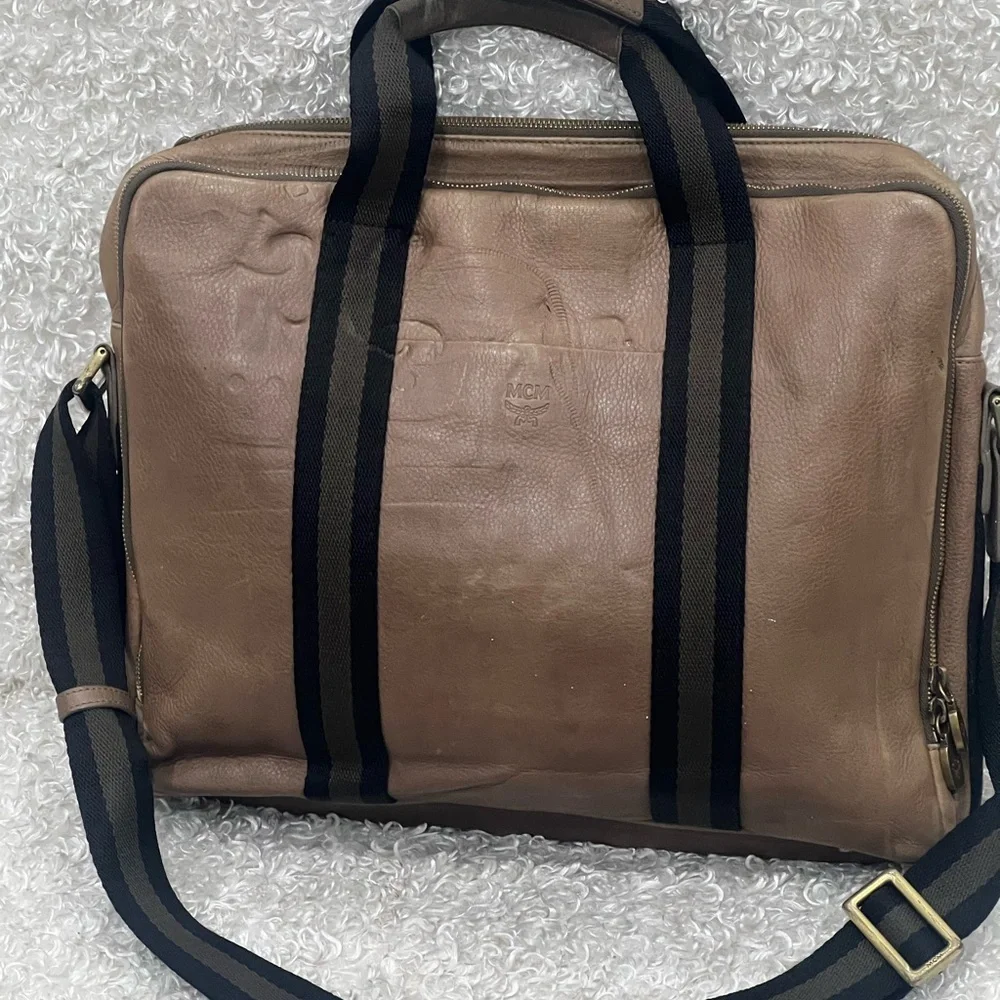 McM briefcase messenger document laptop office sling crossbody bag